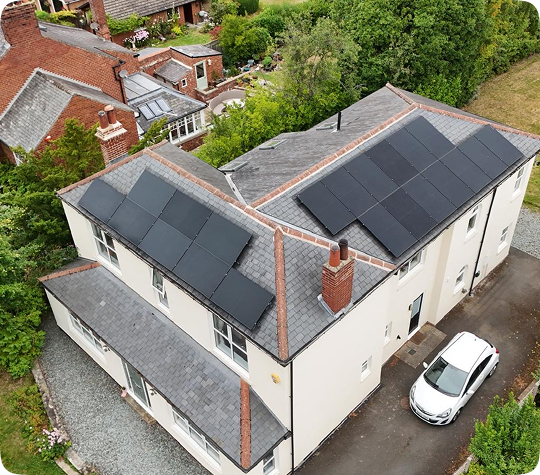 House with solar panels.