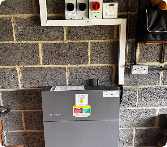 Solar batter storage unit in a house