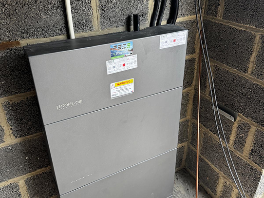 Solar batter storage unit in a house.