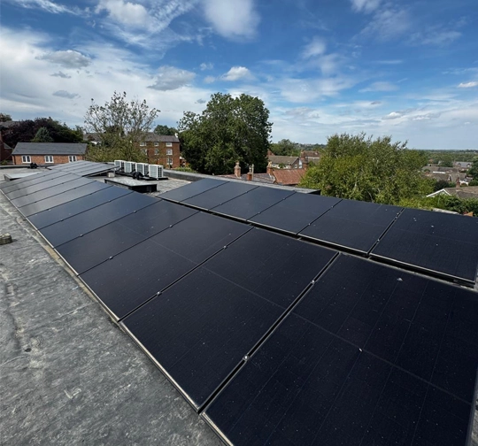 Solar panels on a roof.