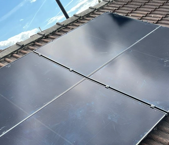 Solar panels on a roof.